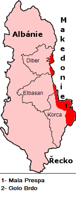 mapa Albánie